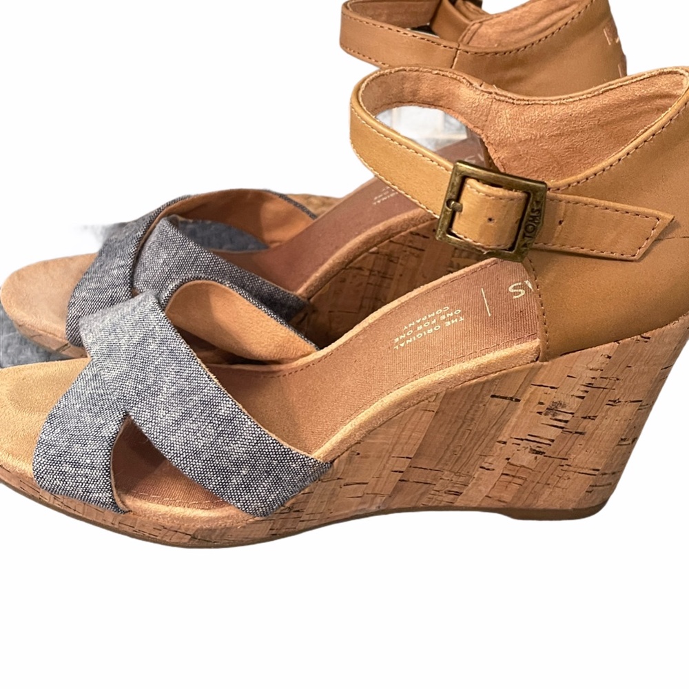Toms Tan and Gray Wedges - Picture 7 of 10